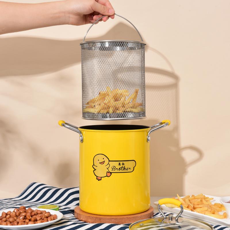 Topf Bratpfanne Mit Gestell Deckel Öl Hohe Qualität Filter Gusseisen Topf Küchenbereich Zubehör Bratpfanne Friteuse Frittiertes Hähnchen Pommes Frites Fritteuse