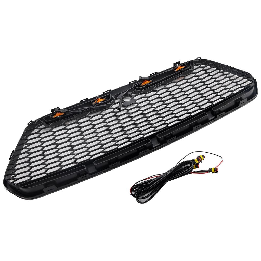 Matt Black Front Bumper Grill Grille Fit Ford Transit MK8 2015-2018 Raptor w/LED