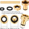 6-Piece Brass Hose Faucet Connectors - 1/2" and 3/4" 2-in-1 Faucet Adapters with Seals and Washers