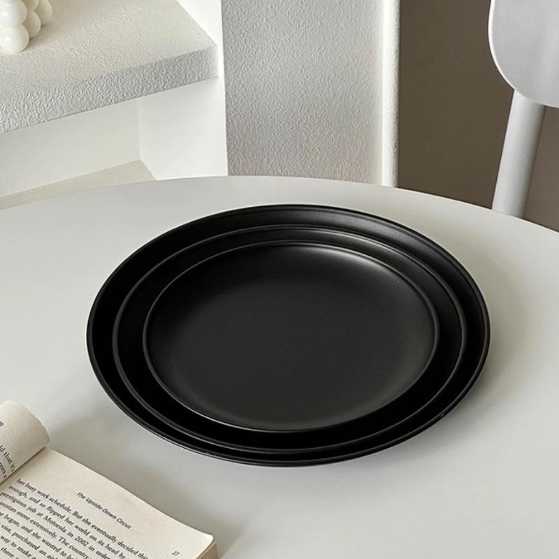 Farfurie de Desert Neagră High-End, Tavă de Expunere Bijuterii din Oțel Inoxidabil Pentru Servirea Prăjiturilor la Ceaiul de După-Amiază, Platou cu Fructe pentru Living