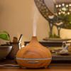 Wood Grain Ultrasonic Essential Oil Diffuser: Silent, Large Mist Humidifier with Lamp for Home & Hotel.