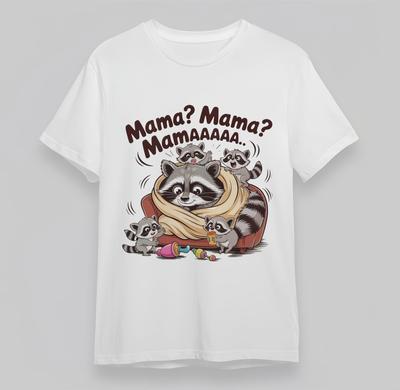 Damen Waschbär Familie Grafik Oversize T-Shirt Mama Junge Design Baumwolle Unisex Oberteil