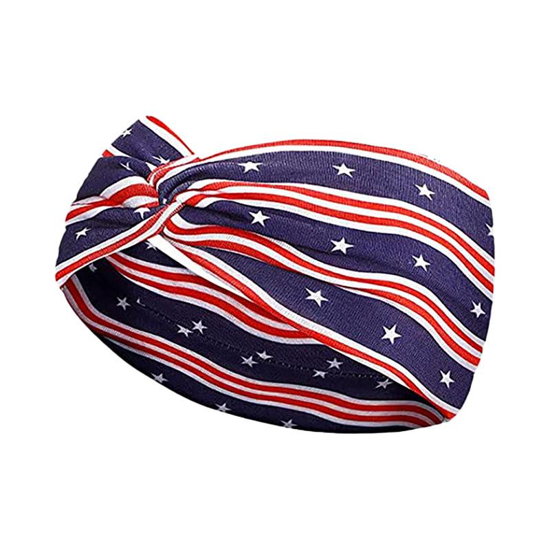 American Flag Print Twisted Headband Elastic Wide Hair Band For Women 4th Of July Patriotic Accessory National Flag Hairband