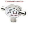 9.5mm Female To 2x Male TV Cable Splitter Adapter
