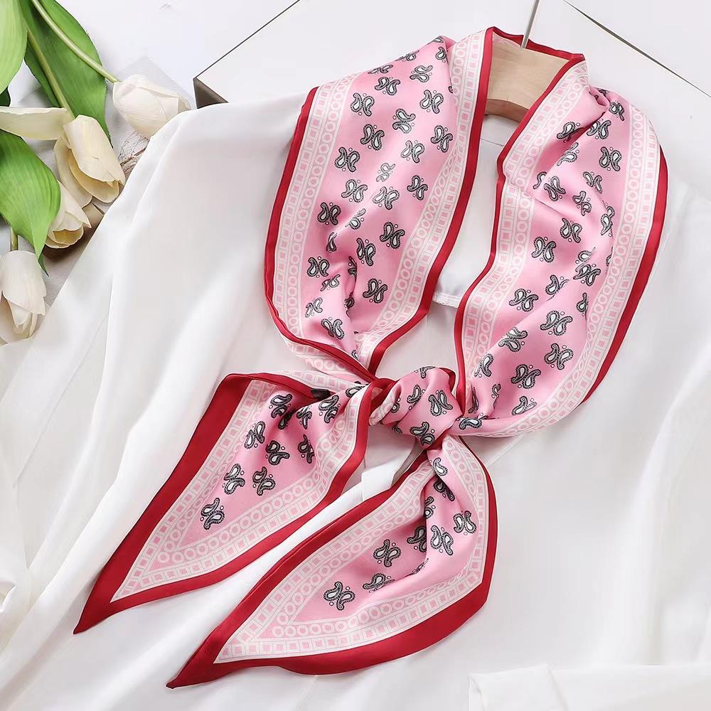 Luxury Design Silk Skinny Headwear Scarf Women Print Spring Neck Tie Hair Hand Bag Ribbon Wrist Belt Foulard Headband Lady