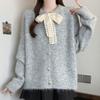 Navava Women Lovely Lace Ribbon Long Sleeve Knit Cardigan Nk3433