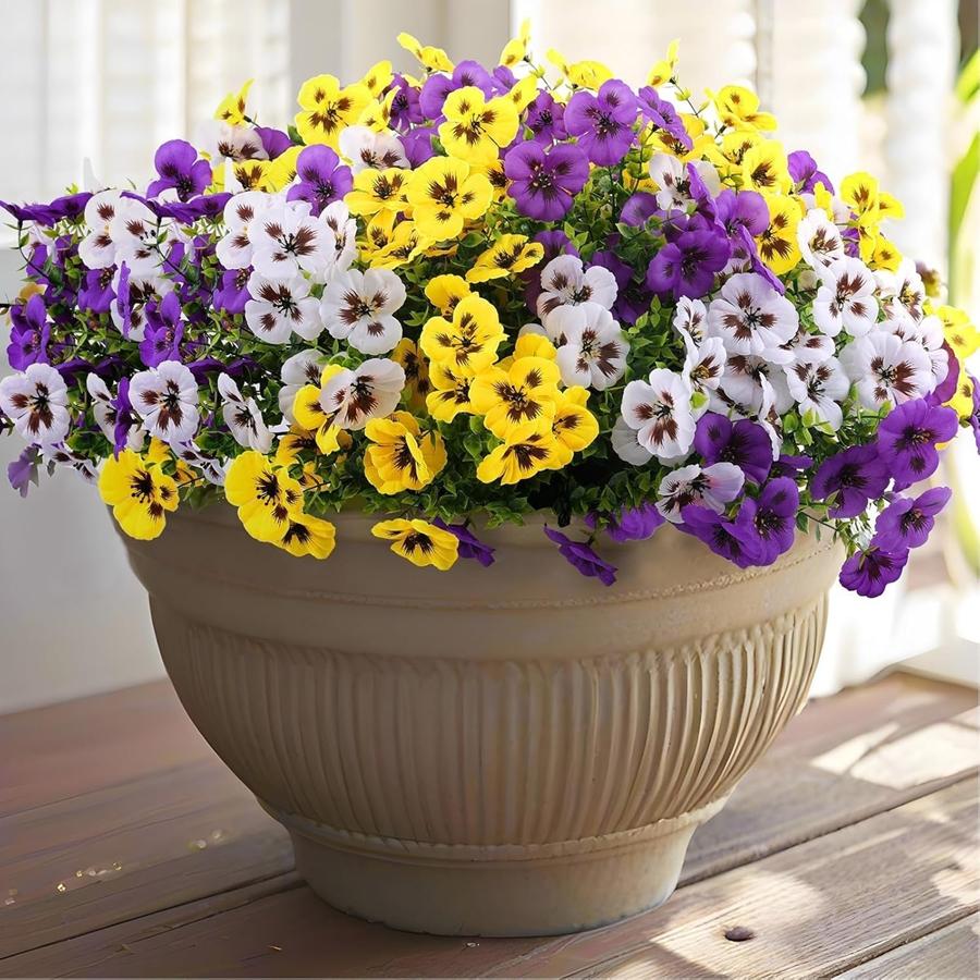 10Pcs Artificial Plant Silk Pansy Outdoor Garden Yard Wedding Bridal Bouquet Home Room Vase Decora Festival Wreath Diy Gift Prop