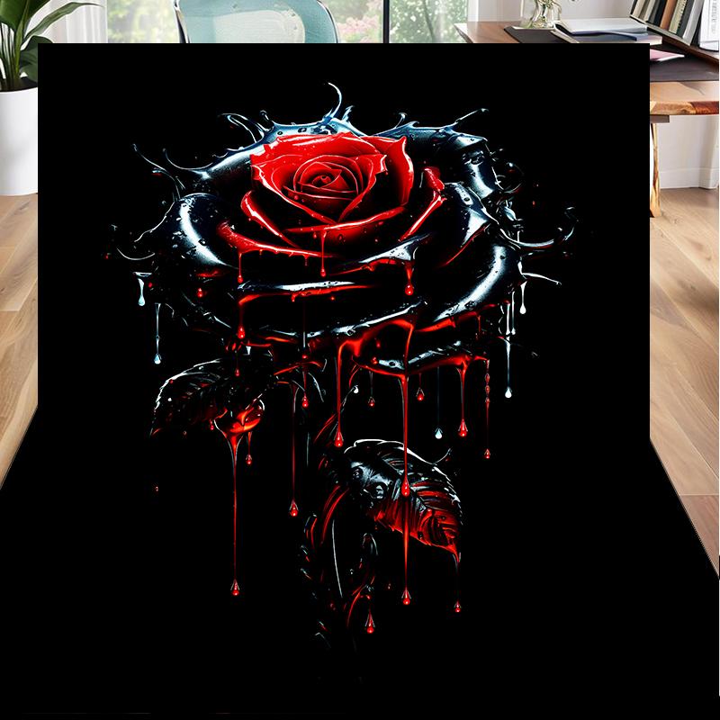 Gothic Rose Artwork Office Rug Chair Mat, Entryway Carpet, Suitable for Front Door, Bedroom, Living Room, Desk, Holiday Gift