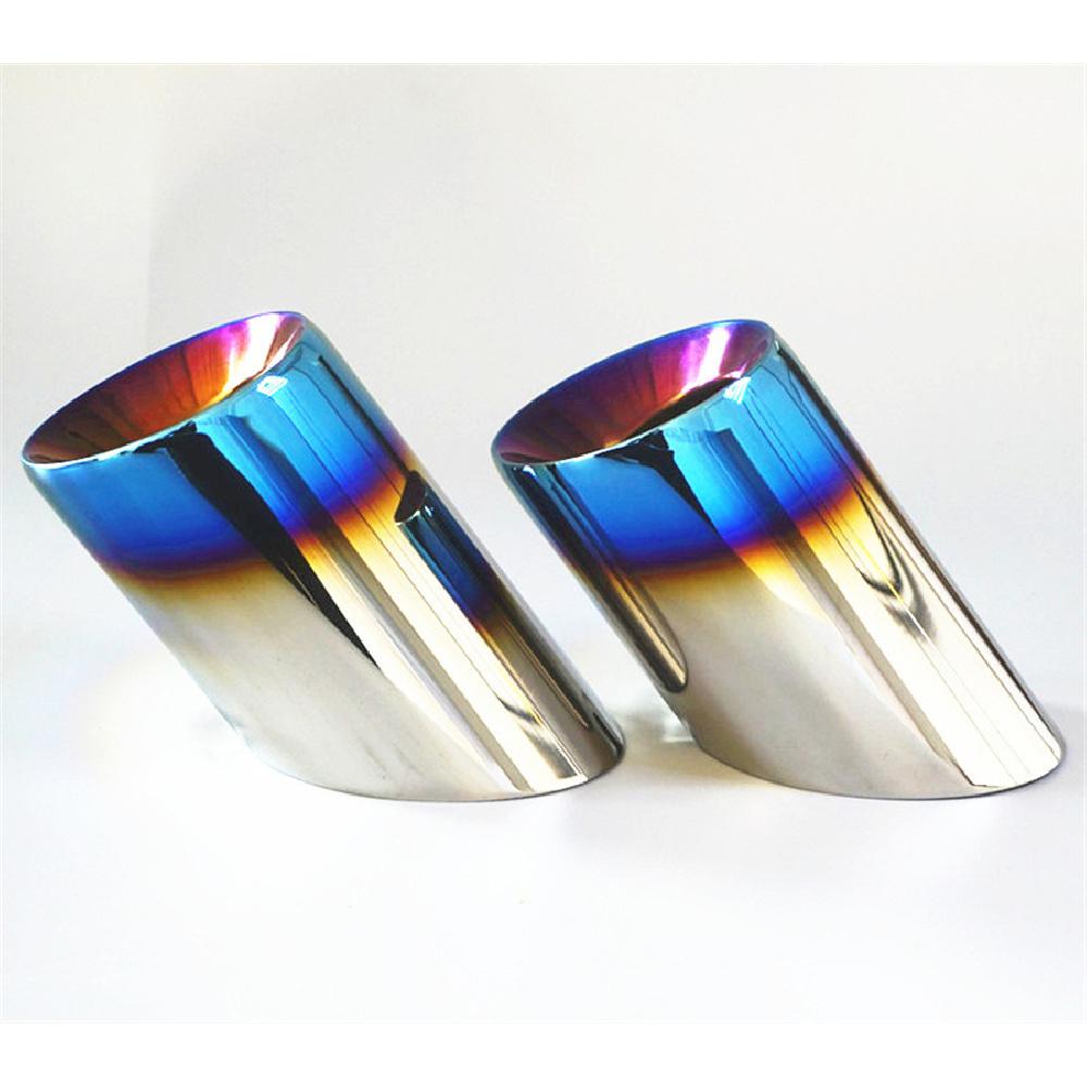 

2Pcs Stainless Steel Car Angle Cut Toasted Blue Exhaut Pipe Tail Tip For F20 F21