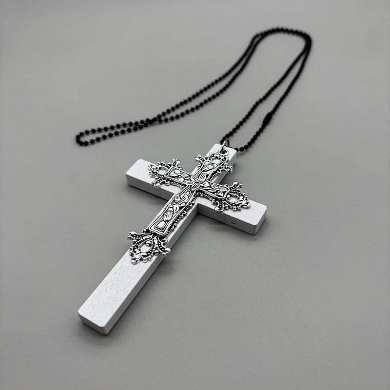 Y2K Gothic Kreuz Choker Halskette - Punk Retro Nonne Lolita Accessoire