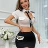 Cosplay Flight Attendant Uniform Seductive Short Skirt The Pilot Erotic Dress Up Set Sexy See-Through Lingerie For Women