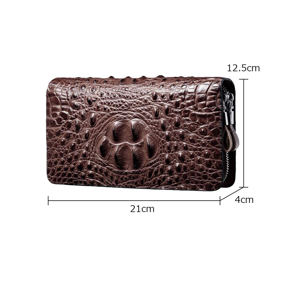 Leather Crocodile Embossed Mini Second Bag for Double Coin Holds 7 Small Card Clutch Long for Wedding Ceremonial Black W110 [Whatna] 2-way Men,