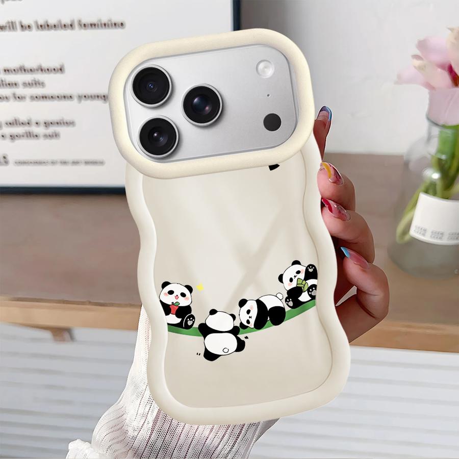 Case for iPhone XR 12 13 16 Pro Max 11 17 Air 15 Plus 14 8 Soft Phone Cover Cartoon Cute Panda
