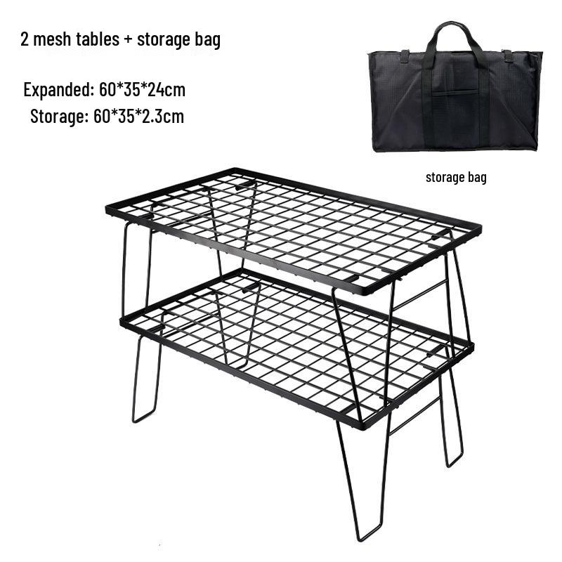

Многоцветный кованый железный набор для кемпинга со столешницей-сеткой для хранения и ограждением для костра