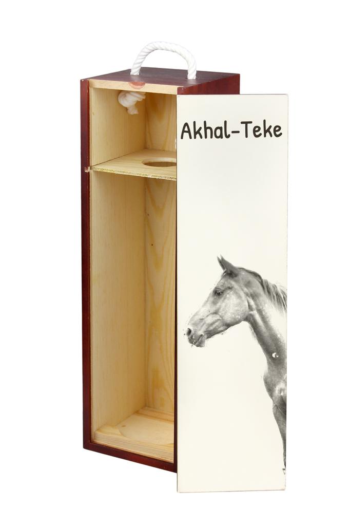 Akhal-Teke - Wine Box with a Horse, Alcohol Box with Graphics, Personalized Gift Box from the Art-Dog Brand