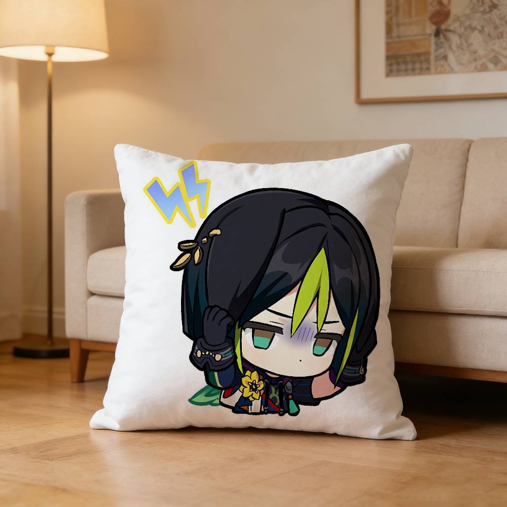 T-Tighnari G-Genshin Impact Pillow Case Pattern Printed Pillowcase For Living Room Sofa Cushion Cover