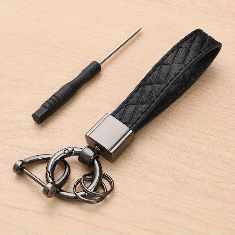 Luxury PU Leather Plaid Keychain Women Men Key Chain Accessories Car Key Ring Minimalist Style Key Holder Gift