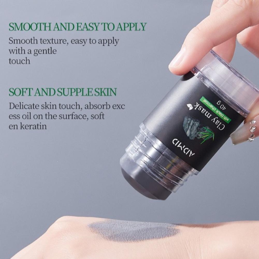2pcs Deep Adsorption Bamboo Charcoal Mud Mask Stick Oil Absorbing Pore Refining Blackhead Mud Mask Blackhead Removal
