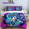 Hedgehog Sonic Pattern Bedding Quilt Set Quilt Cover Pillowcase Home Decoration Birthday Gift (1 * duvet cover + 2 * pillowcase, without core)