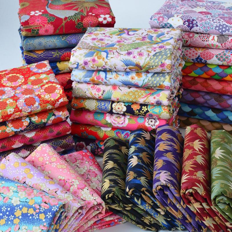 Breiter 140cm Baumwoll-Japanischer Stil Bronzefarbener Jacquard-Satin-Stoff für Cheongsam Kimono Nähen DIY Tasche Handgefertigter Patchwork-Stoff