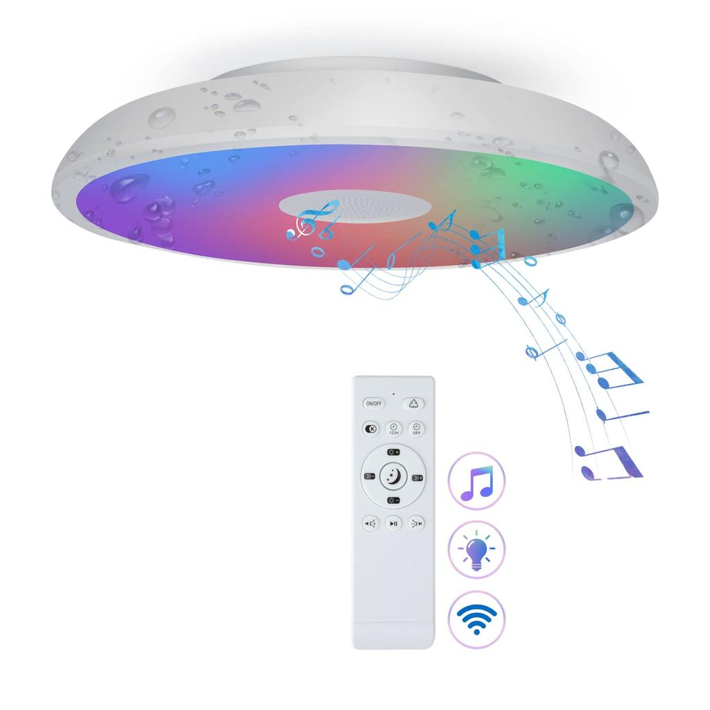 CHYSONGOODS Bathroom Light, Kitchen Lighting, LED Ceiling Light, 4-Tatami Size, Moisture-Resistant, Built-in Bluetooth Speaker, Remote Control, RGB