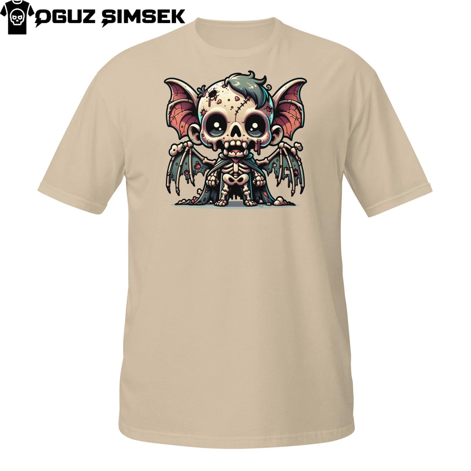 Chibi Vampire Skeleton T-Shirt Mens Womens Tees Top | Cute Gothic Bat-Winged Undead | Cartoon Tee M