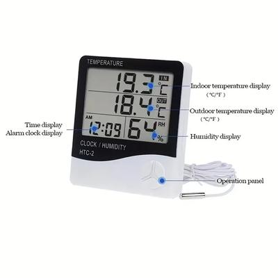 1 Stück HTC-1 HTC-2 Smart Elektrisches Digitales Hygrometer Thermometer - Wetterstation Uhren Außen - LCD Elektronisches Feuchtigkeitsmessgerät
