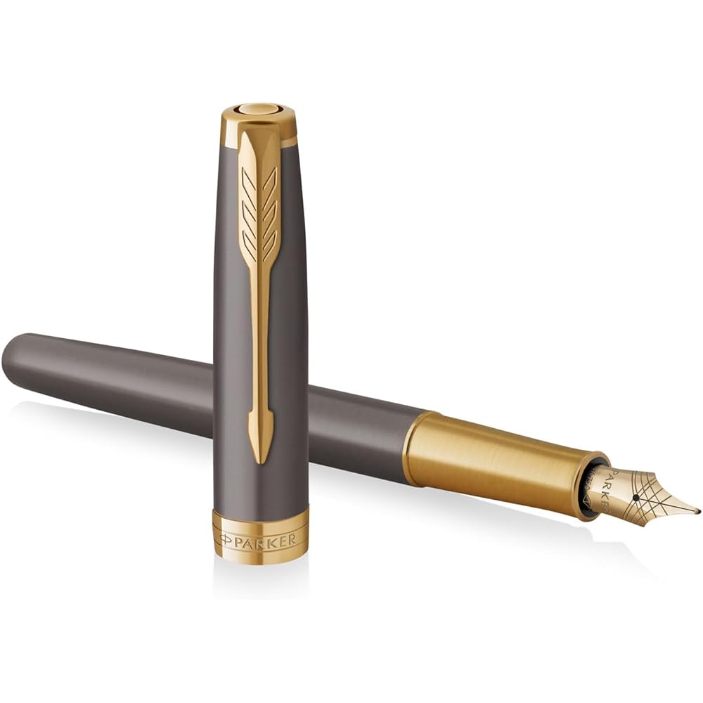 PARKER Parker Fountain Pen, Sonnet Gray GT, Fine, 18K Gold Tip, Gift Box, Gift Present, Luxury, R...