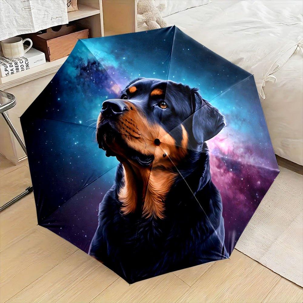 

Automatic Open/Close Folding Umbrella with Rottweiler & for Galaxy Design - 8-Rib Portable Compact Umbrella, Durable Plastic/I (as the picture,Iron&8K)