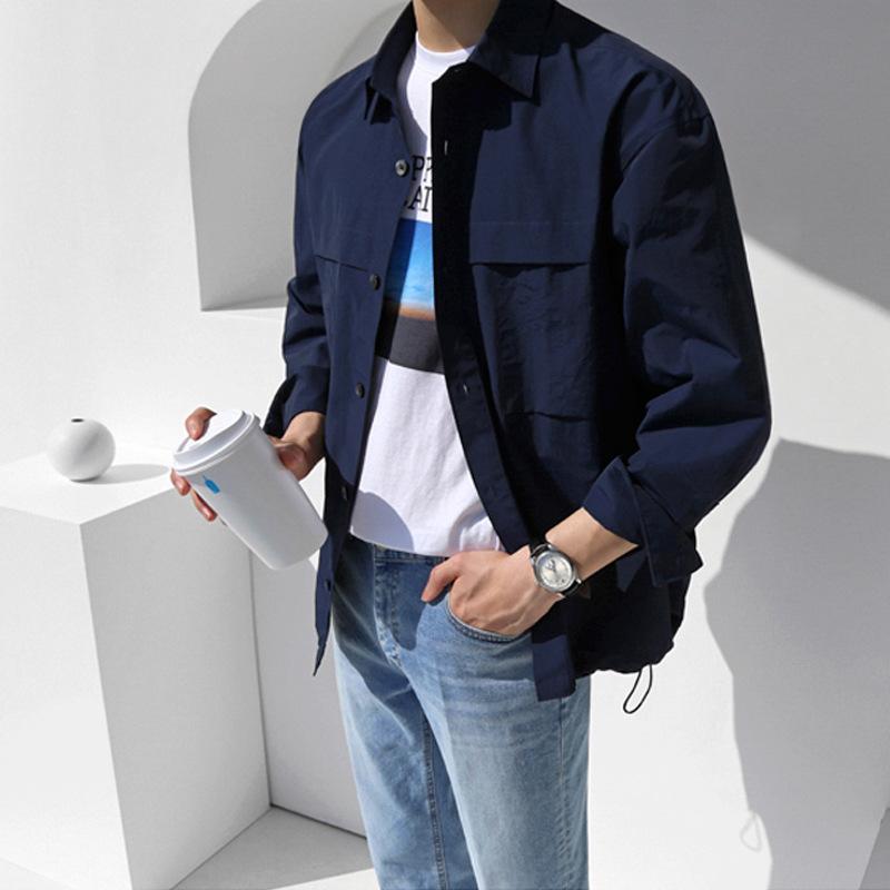 Long-sleeved Shirt for Men In Spring and Autumn Korean Style Loose Casual Jacket with Work Shirt Inside