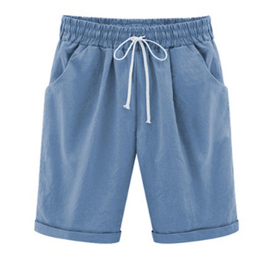 Mode Sommarshorts Lös Casual Sport Stretchig Bomull Bekväma Raka Ben Sweatshorts Strand Enfärgade Damshorts
