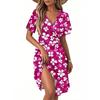 Women's Casual Fashion Dress Vintage Floral Floral Short Sleeve V-neck Dress