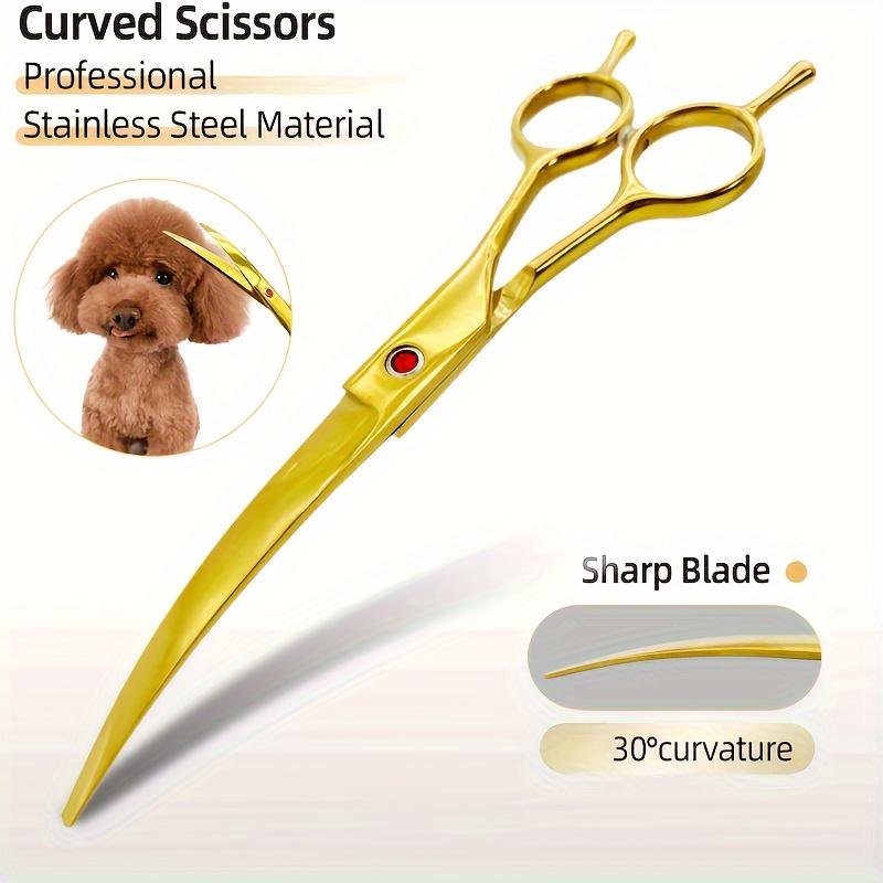 Pet Grooming Scissors, Curved Scissors for Dogs, Professional Dog Hair Scissors for Both Left and Right-Handed Use.