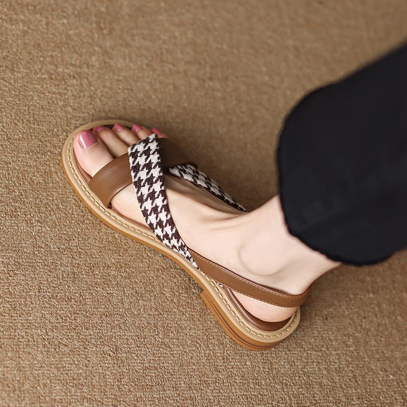 

Мода 2024 Лето Женские сандалии с открытым носком Балетки Женская обувь Модные женские туфли на платформе Плоские сандалии-гладиаторы Женские 40 коричневый