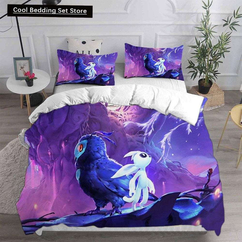3D Spiel Ori and the Blind Forest Bettwäschesets Bettdecke Steppdecke Bettbezug Bettbezug Kissenbezug 2-3-teilige Sets Kinder Erwachsenengröße