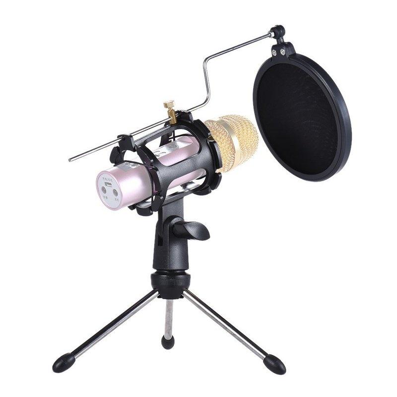 Nastavitelný stolní mikrofonní stojan Držák na stativ s klipem na mikrofon s dvojitou mřížkou Pop Filter