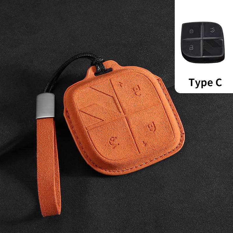 Suede Car Remote Key Case Cover Shell Holder Fob Keychain For LYNK&CO 08 2022 2023 2024 LYNK CO 08 for LYNKCO 01 02 03 05 06 09