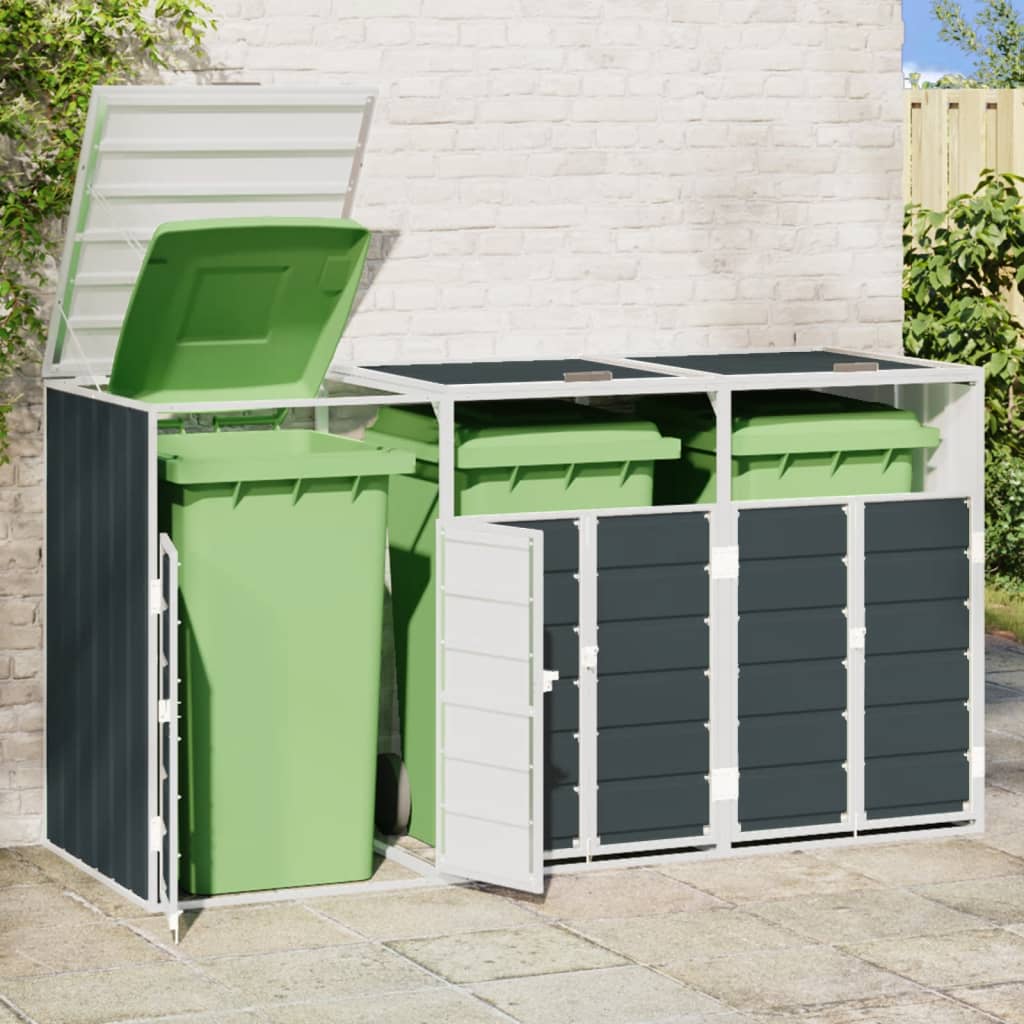 Vidaxl Triple Trash Can Enclosure, Anthracite, 216X81X115 Cm