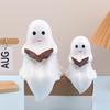 Ghost Halloween Decor Night Light Halloween Decorations Indoor Ghost Reading Book Figurine Book Lovers Gifts Table Decorations/