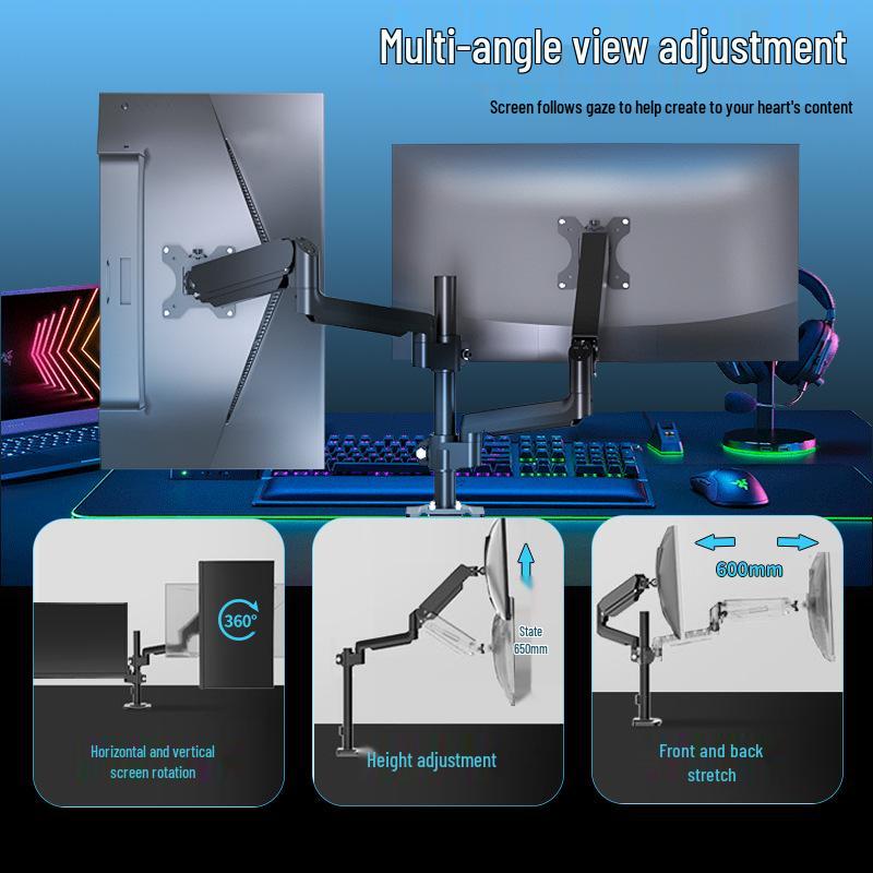 Height-Adjustable Dual Screen Monitor Riser for 24/27/32 Inch Screens