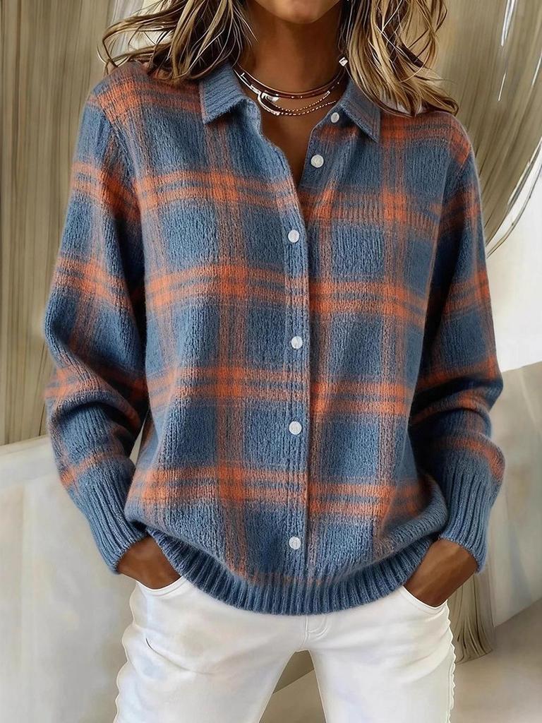 2025 Women's Autumn/Winter Striped Lapel Knitwear Coat