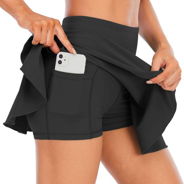 Quick Drying Breathable Outdoor High Waisted Pocket Fitness Yoga Midi Skirt