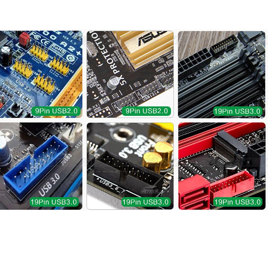 15cm PC Internal USB 2.0 9-pin Female To USB 3.0 19-pin Male Adapter Cable