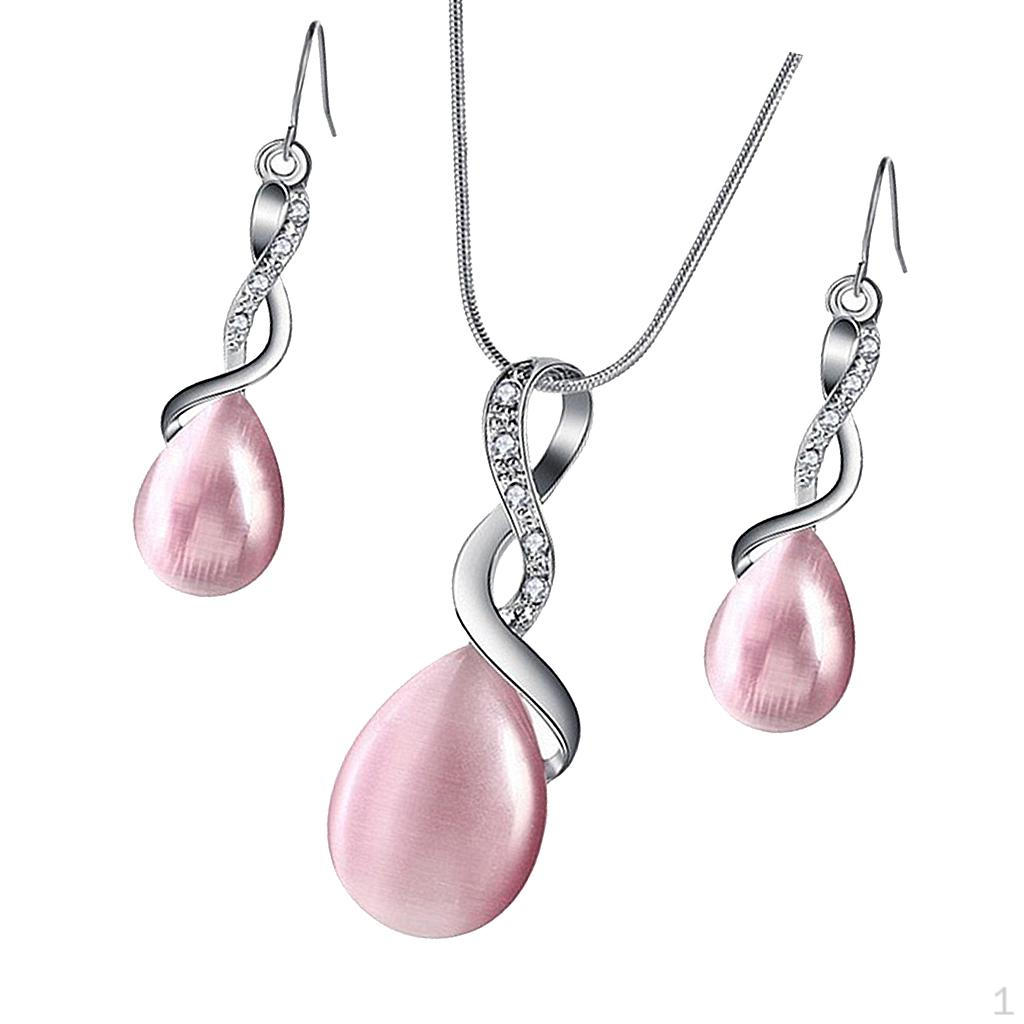 Набор: Ожерелье и серьги в форме слезы Pink + Pink