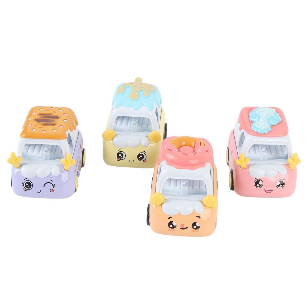 4 Pcs Pull Back Cars Adorable Cartoon Dessert Alloy Realistic Friction Powered Pull Back Trucks Toy Vehicles for Kids A Type