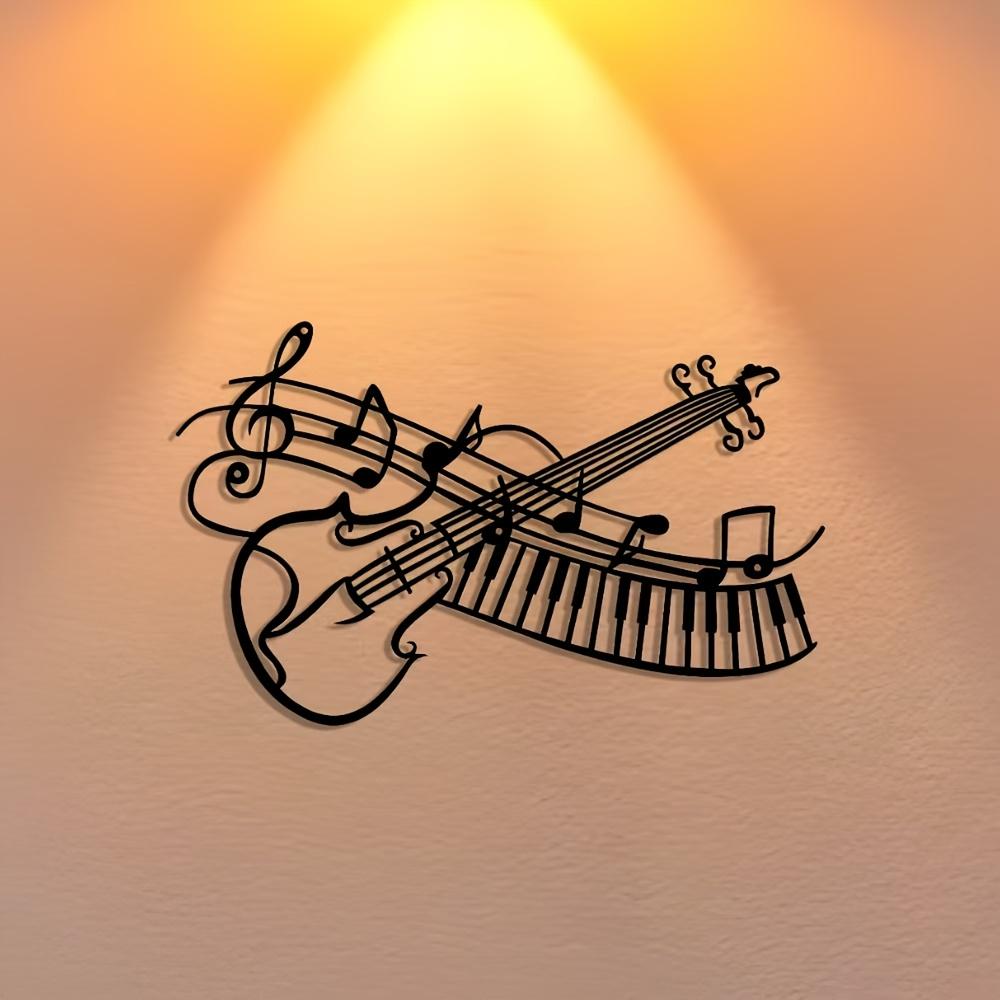 2D Flache Metall Wandkunst Klavier Noten Dekor, 1 Stück Minimalistisches Design für Büro Wohnzimmer Schlafzimmer Terrasse Küche Innenhof Geschäft Lobby Hängend