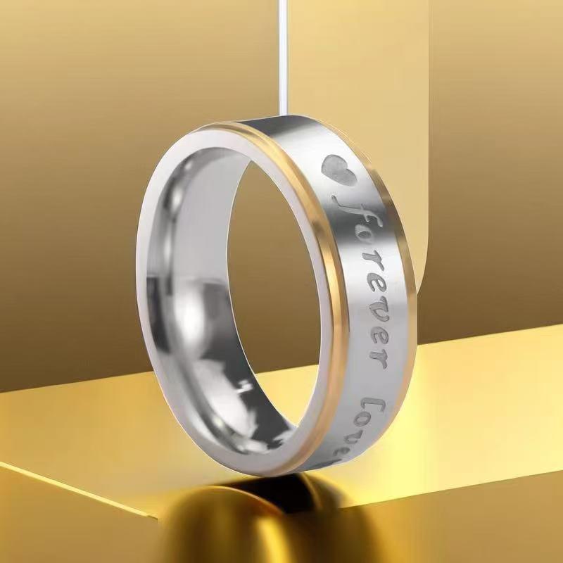 "Frosted Stainless Steel Couple Rings - Non-Fading Niche Design"