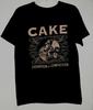 Camiseta Unisex Preta de Algodão Pesado com Estampa do Álbum de Música da Banda CAKE Tamanho Completo