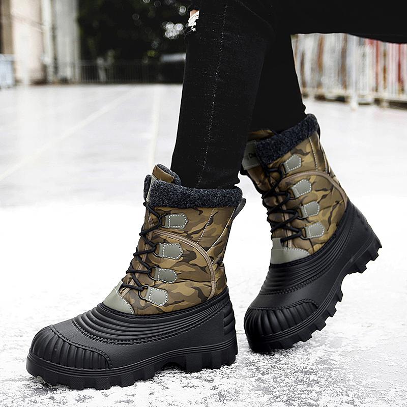 Men's Winter Warm Snow Boots Camouflage Hiking Boots Outdoor knee High Duck Boots Climbing Boots Waterproof  Plus Size