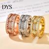Portable Stress Relief Tool Finger Band Adjustable Anti-Anxiety Fidget Ring Stainless Steel Everyday Wear Reducer Cubic Zirconia Inlaid Rotating
